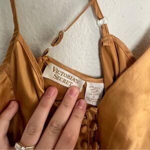 Vintage Victoria's Secret Gold Label 100% Silk Golden Slip Dress - Small